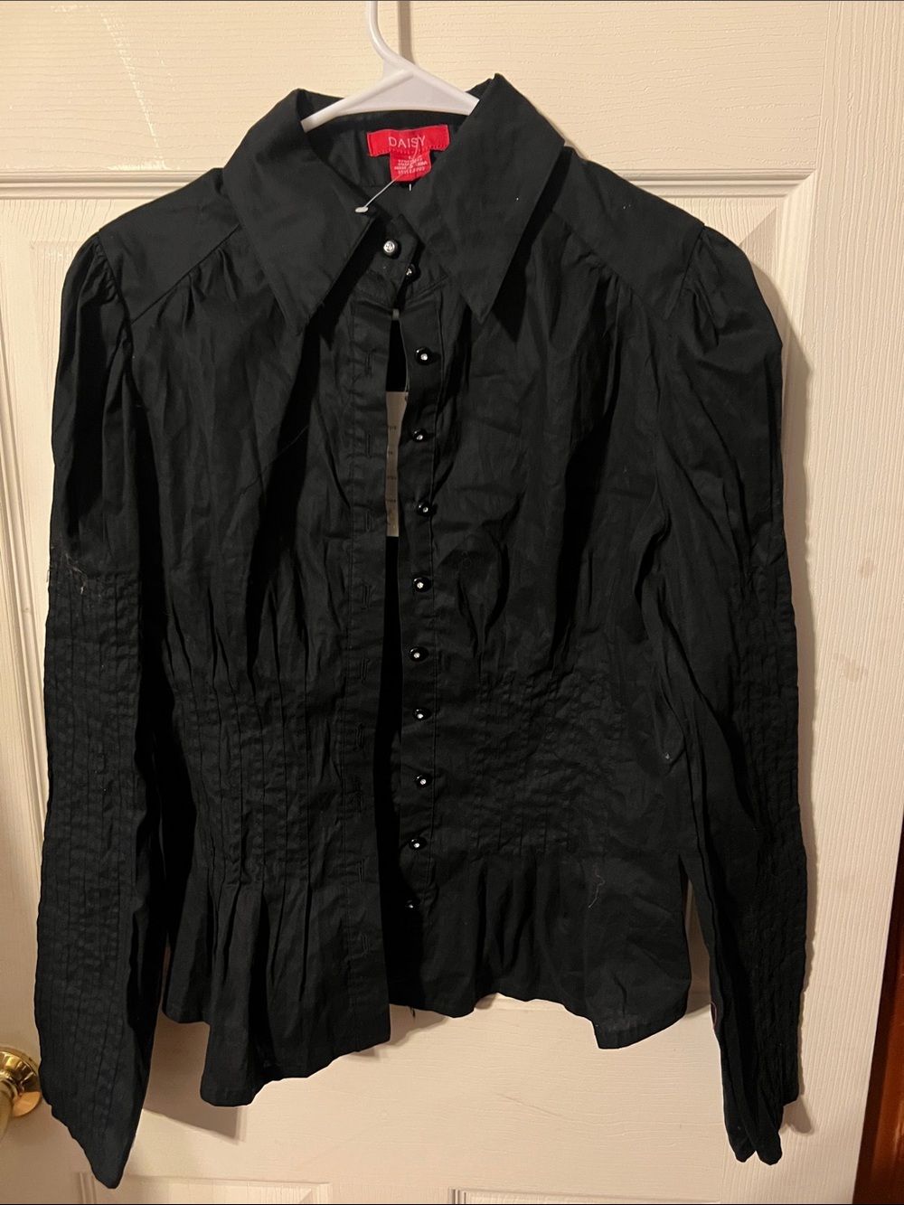 Daisy Black Button-Front Ruched Waist Blazer